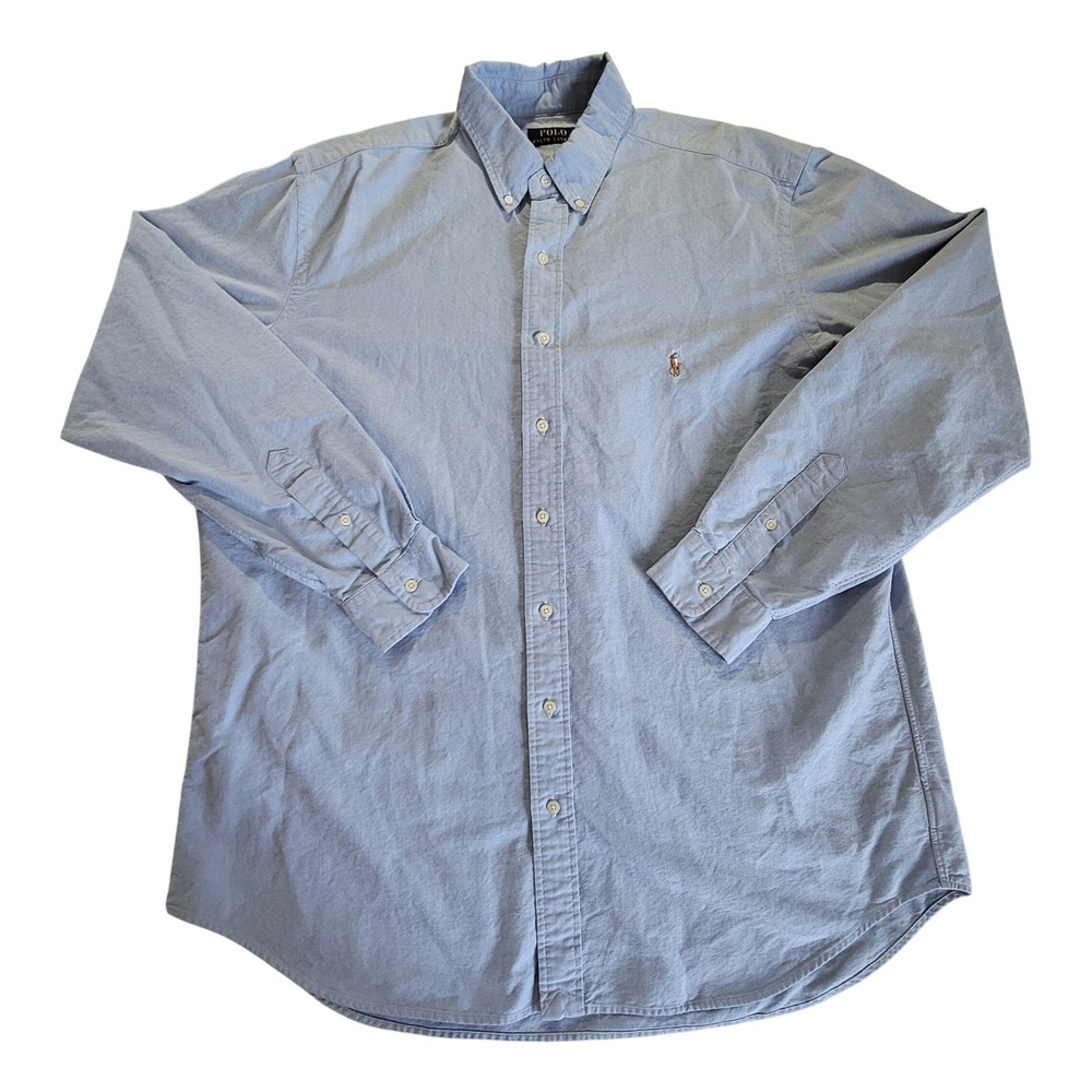 Polo Ralph Lauren Oxford Shirt Mens XLT Light Blue Button Down Long Sleeve Pony